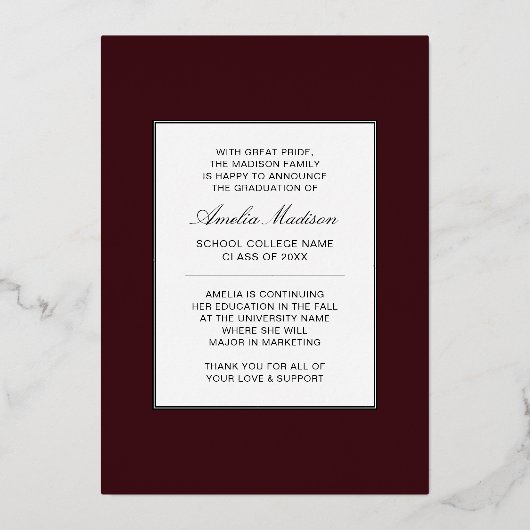 Modern minimaal uniek inktscript Afstuderen Kaart (Achterkant)