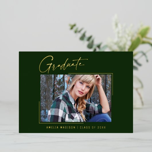 Modern minimaal uniek inktscript Afstuderen Kaart (Staand Voorkant)