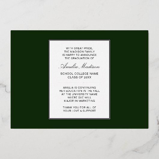 Modern minimaal uniek inktscript Afstuderen Kaart (Achterkant)