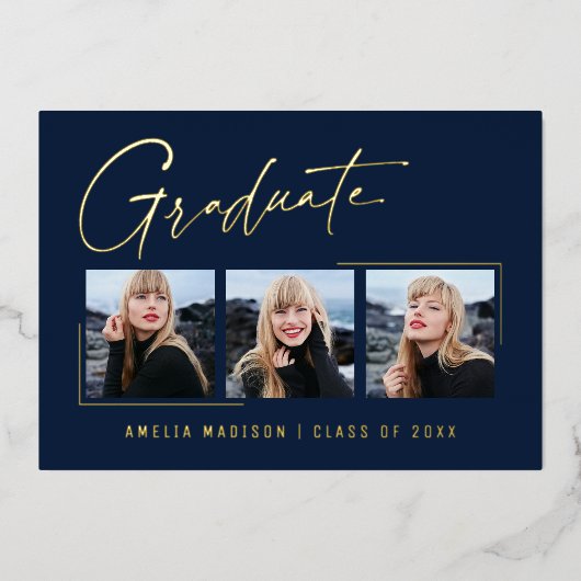 Modern minimaal uniek inktscript Afstuderen Kaart (Voorkant)