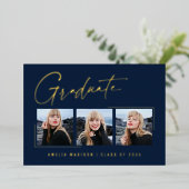 Modern minimaal uniek inktscript Afstuderen Kaart (Staand Voorkant)