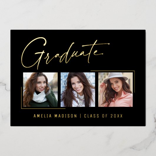 Modern minimaal uniek inktscript Afstuderen Kaart (Voorkant)