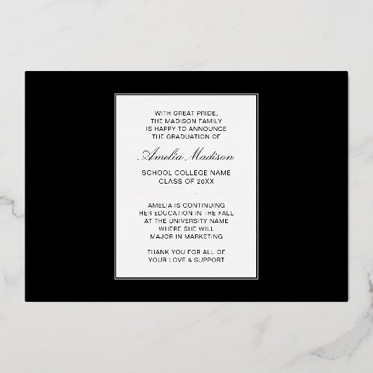 Modern minimaal uniek inktscript Afstuderen Kaart (Achterkant)