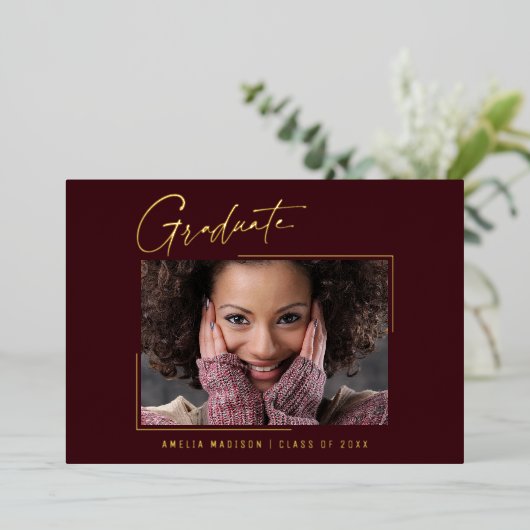 Modern minimaal uniek inktscript Afstuderen Kaart (Staand Voorkant)