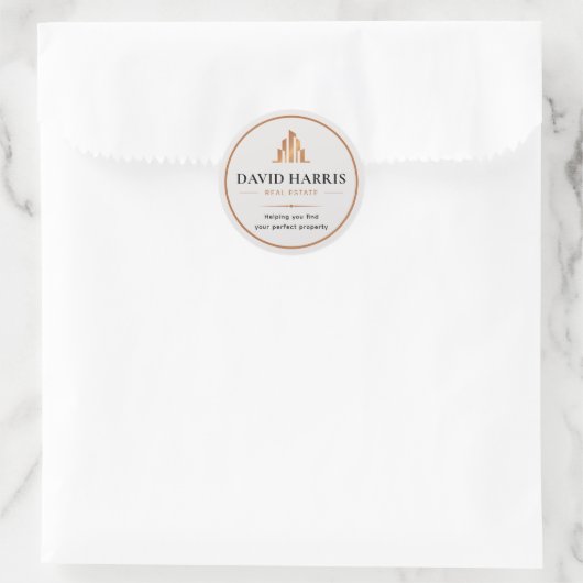 Modern Minimaal Vastgoed Agent| | Koper Luxe Ronde Sticker (Tas)