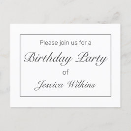 Modern minimaal verjaardagsfeestje uitnodigings Br Aankondigingskaart