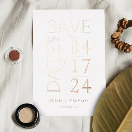 Modern minimaal vet Bewaar de datum Typografisch Folie Uitnodiging