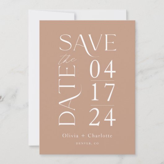 Modern minimaal vet Bewaar de datum Typografisch Save The Date (Voorkant)