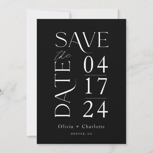 Modern minimaal vet Bewaar de datum Typografisch Save The Date (Voorkant)
