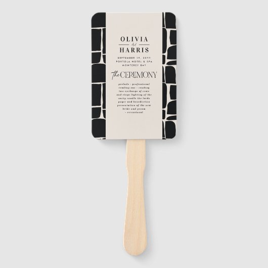 Modern minimaal vet grafisch zwart & wit bruiloft handwaaier (Voorkant)