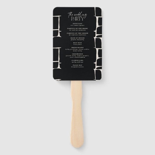 Modern minimaal vet grafisch zwart & wit bruiloft handwaaier (Achterkant)