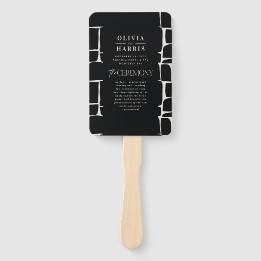 Modern minimaal vet grafisch zwart & wit bruiloft handwaaier (Voorkant)