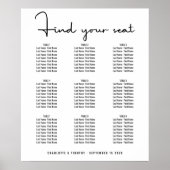 Modern minimaal vet script bruiloft zitgrafiek poster (Voorkant)