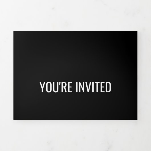 Modern minimaal vet zwart wit Geo eenvoudig Drieluik Uitnodiging (Cover)