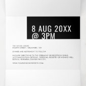 Modern minimaal vet zwart wit Geo eenvoudig Drieluik Uitnodiging (Binnenkant midden)