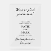 Modern minimaal welkom op ons trouwbord acryl bord (Voorkant)