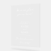 Modern minimaal welkom op ons trouwbord acryl bord (Hoek)