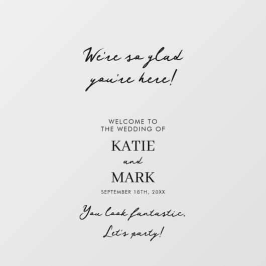 Modern minimaal welkom op onze trouwbordsticker raamsticker (Vel)