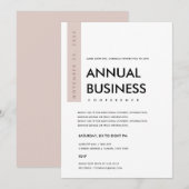 MODERN MINIMAAL WHITE BLUSH PINK CONFERENTIE EVENT KAART (Voorkant / Achterkant)