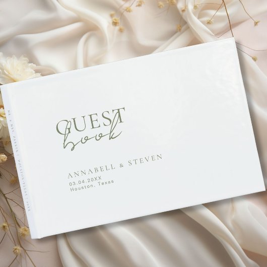 Modern, minimaal, wit, bruiloft gastenboek