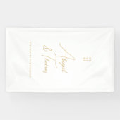 Modern, minimaal, wit, bruiloft spandoek (Horizontaal)