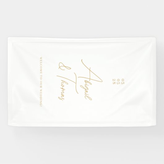 Modern, minimaal, wit, bruiloft spandoek (Horizontaal)