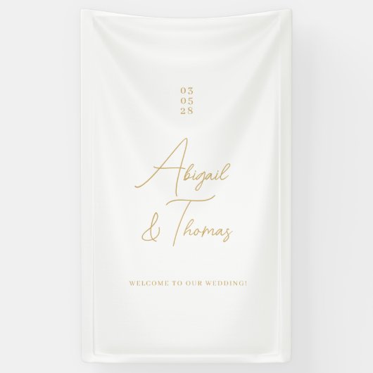 Modern, minimaal, wit, bruiloft spandoek (Verticaal)