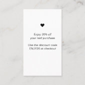 Modern Minimaal Wit Dank u die Klein steunen Visitekaartje (Achterkant)