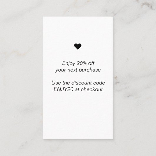 Modern Minimaal Wit Dank u die Klein steunen Visitekaartje (Achterkant)