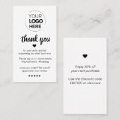 Modern Minimaal Wit Dank u die Klein steunen Visitekaartje (Voorkant / Achterkant)