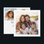 Modern, Minimaal Wit Kader met 3 Foto's Totaal Feestdagenkaart<br><div class="desc">Een eenvoudig ontwerp met 1 foto op de voorkant in een galerij ontwerp met een witte rand. De achterkant bevat 2 extra foto's en een plek voor een kerstgroet. Een geweldige manier om je vierkante foto's van je online account te tonen. Voeg één vierkante foto toe om een mooi aandenken...</div>