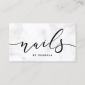 Modern minimaal wit marmer & paarse nagels visitekaartje (Voorkant)