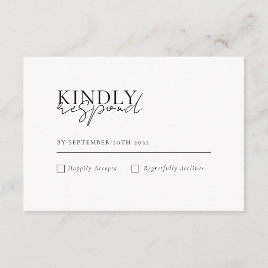 Modern, minimaal, wit, QR-code bruiloft RSVP Informatiekaartje (Voorkant)