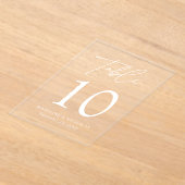 Modern minimaal wit script acryl tafel nummer acryl uitnodigingen (Laagn)