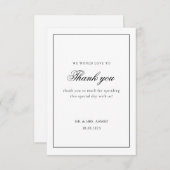 Modern Minimaal Wit Zwart Lijst Moslim Bruiloft Bedankkaart (Voorkant / Achterkant)