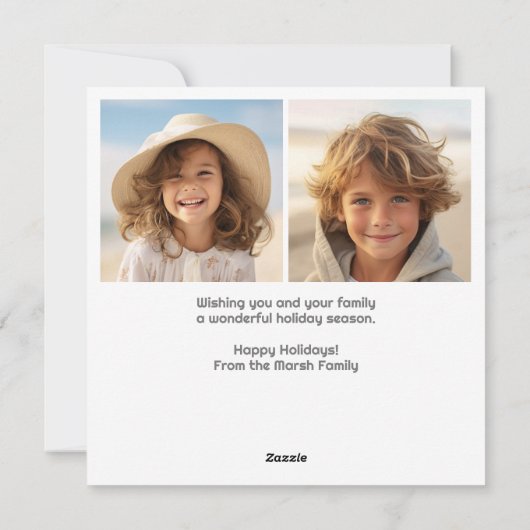 Modern, Minimaal Witte Frame met 3 Foto's Totaal Feestdagenkaart (Achterkant)