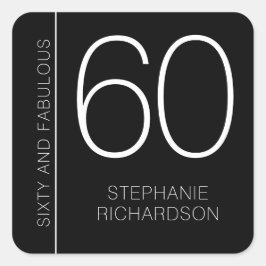 Modern Minimaal Zestig en Fabulous 60ste Verjaarda Vierkante Sticker