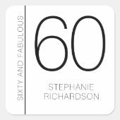 Modern Minimaal Zestig en Fabulous 60ste Verjaarda Vierkante Sticker (Voorkant)