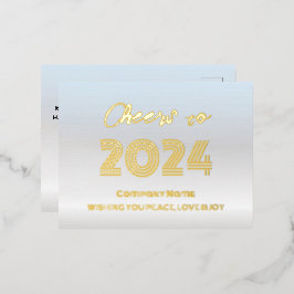 Modern Minimaal Zilver en Goud Elegant Proost Folie Feestdagen Briefkaart