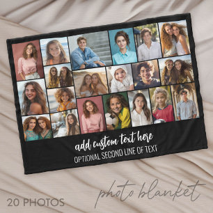 Modern Minimaal Zwart - 20 Foto Collage Fleece Deken