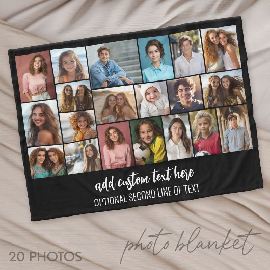 Modern Minimaal Zwart - 20 Foto Collage Fleece Deken