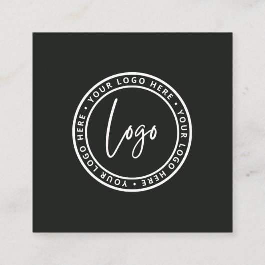 Modern Minimaal Zwart Aangepaste Logo QR Code Squa Vierkante Visitekaartje (Voorkant)