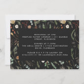 Modern Minimaal zwart botanisch repetitie diner Kaart (Achterkant)