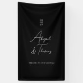 Modern, minimaal, zwart, bruiloft spandoek (Verticaal)