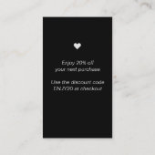 Modern Minimaal Zwart Dank u die Klein steunen Visitekaartje (Achterkant)