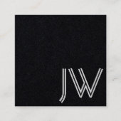 Modern minimaal zwart grijs monogram binnenontwerp vierkante visitekaartje (Voorkant)