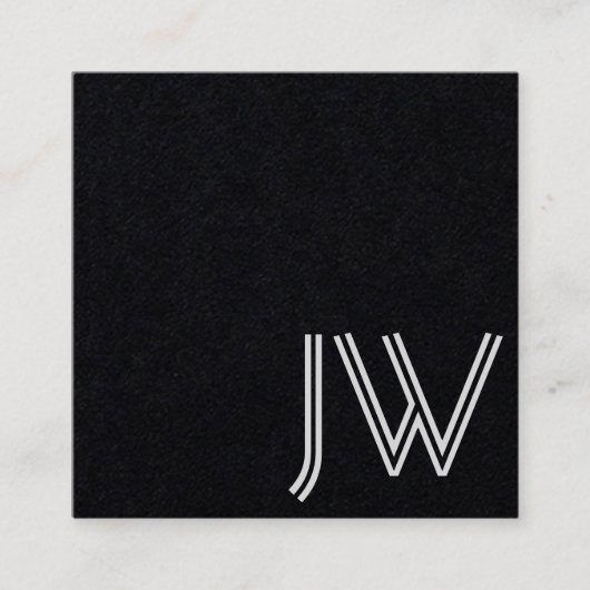 Modern minimaal zwart grijs monogram binnenontwerp vierkante visitekaartje (Voorkant)