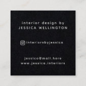 Modern minimaal zwart grijs monogram binnenontwerp vierkante visitekaartje (Achterkant)