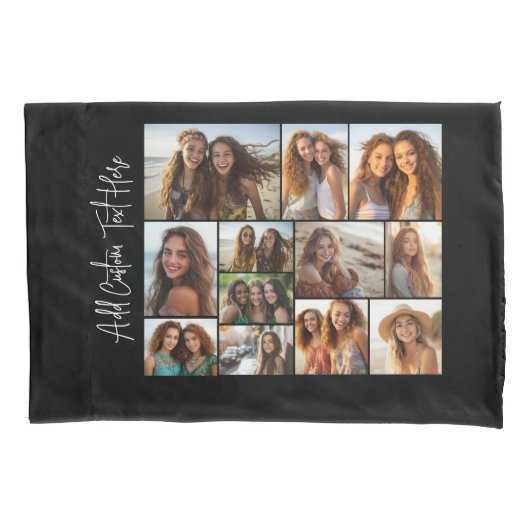 Modern Minimaal Zwart met 12 Fotogalerij Kussensloop (Voorkant)