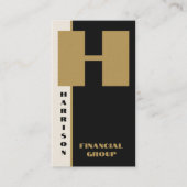 Modern minimaal zwart monogram verticale QR-code Visitekaartje (Voorkant)